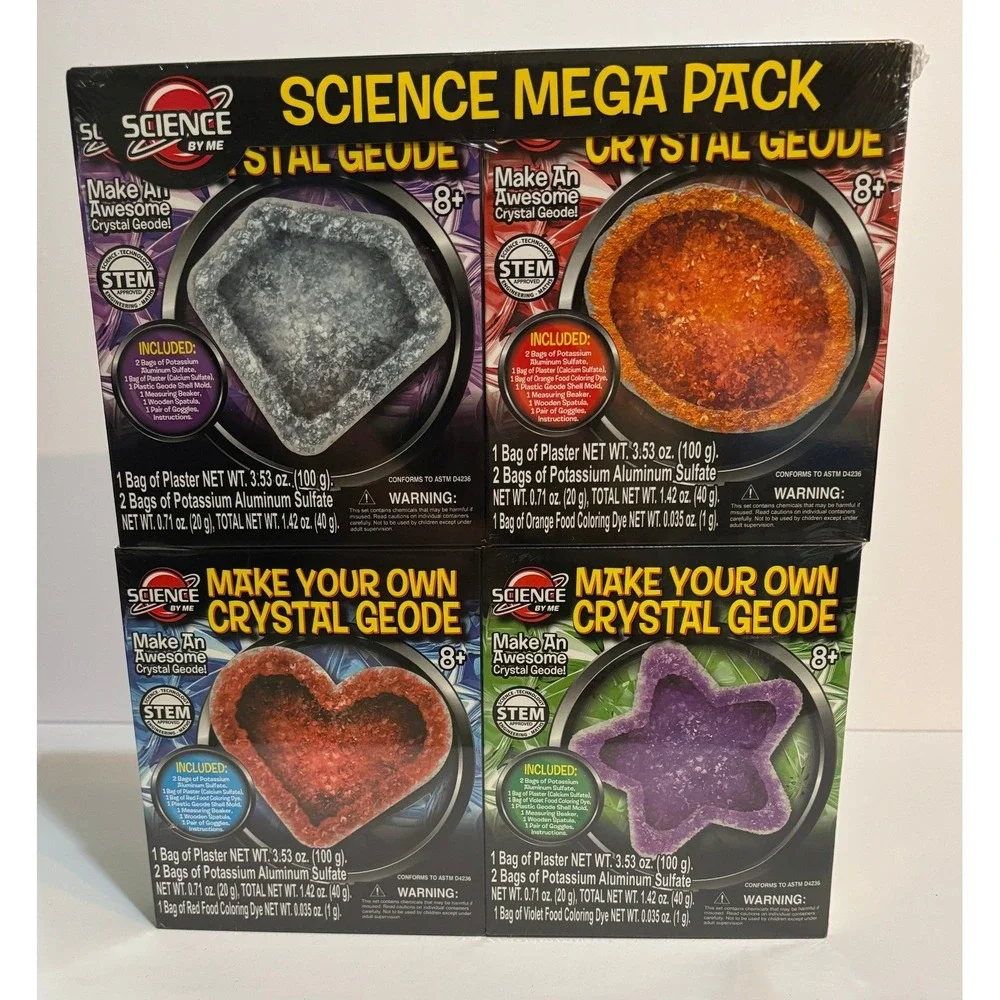Science By Me Science Mega Pack 4 Make Your Own Crystal Geode STEM Kits Ages 8+